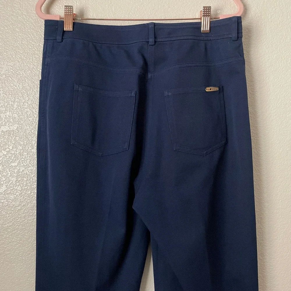 St John Sport Pants Womens Size 8 Navy Blue Straight Leg Quiet Luxury Minimalist
